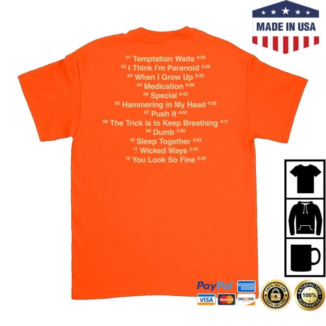 Garbage Merch Version 2.0 Tracklist Hoodie