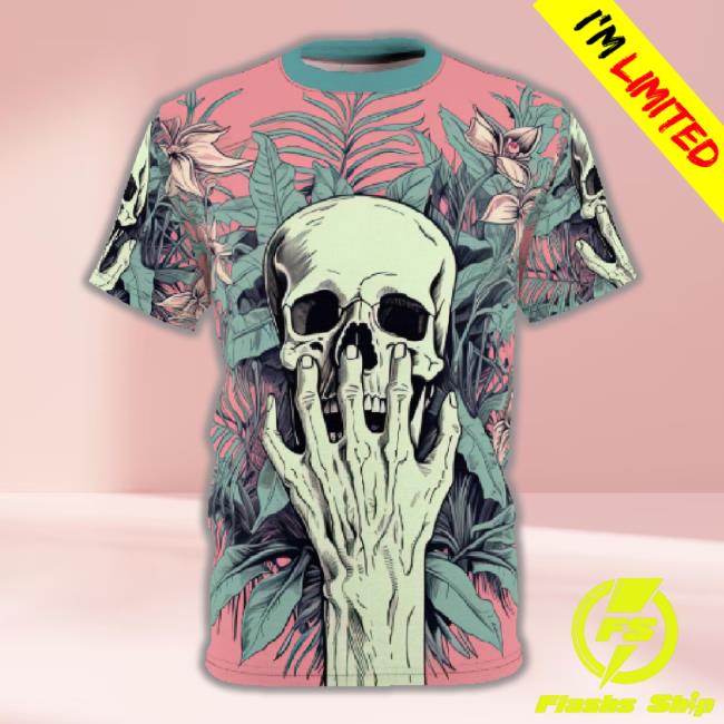 Deadly Tropical Floral 3D T-Shirt, Costume Halloween Cosplay 3D T-Shirt, Halloween Costume For Family Group Long Sleeve T Shirt