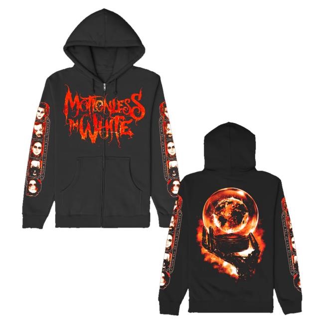 Motionless In White Store Merch Earth Embers Zip Up Hoodie (Black) Crewneck Sweatshirt