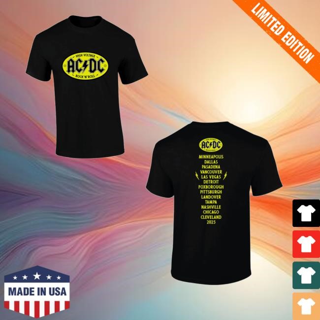Acdc Merch High Voltage Yellow Logo Shirt