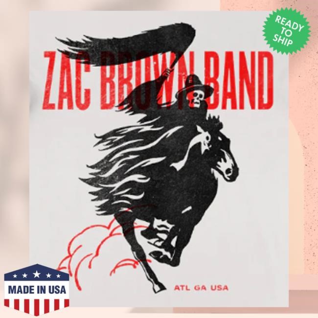 Official Zac Brown Band Merch Skeleton Rider Long Sleeve Shirt
