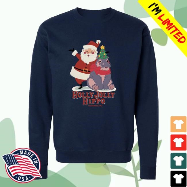Cincinnati Zoo Merch Shop Store Official Holly Jolly Hippo Shirts