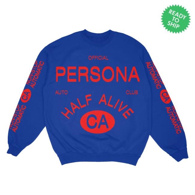 Half Alive Merch Persona Auto Club Long Sleeve T Shirt Blue Half Alive Merch Persona Auto Club Tee Shirt Blue