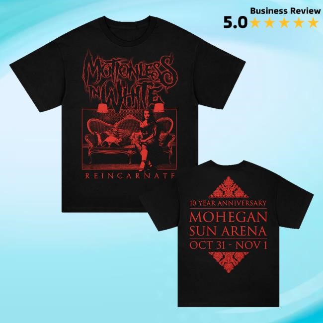 Trending Motionless In White Store Merch Red Reincarnate 10 Year Apocalypse Fest T-Shirt (Black) Tee Shirt