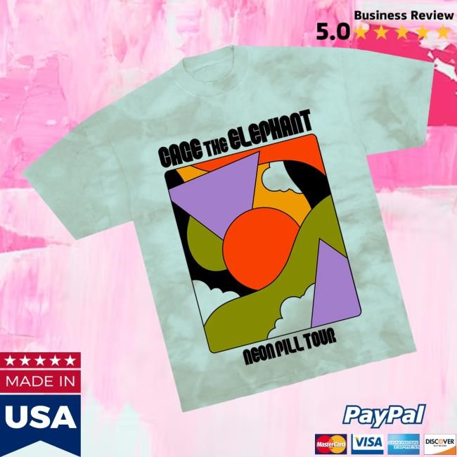 Cage The Elephant Merch Cage The Elephant Neon Pill Tour Tie-Dye Shirt