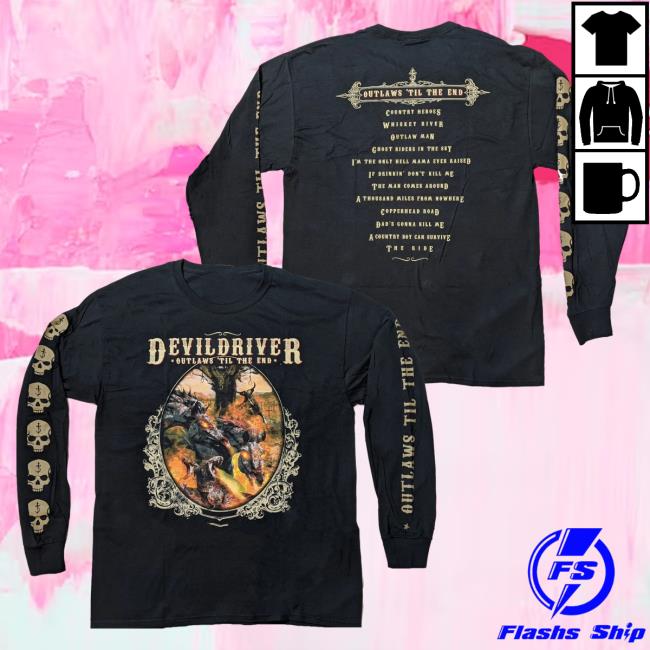 Official Night Shift Merch Store Devildriver - Outlaws Til The End Long Sleeve Shirt NightShiftMerch