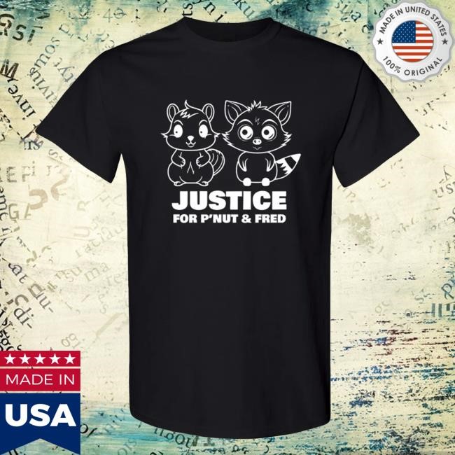 Pnuts Freedom Farm Merch Store Unisex Heavy Cotton T-Shirt - Justice For Pnut And Fred White Logo t-shirt, hoodie, tank top, sweater and long sleeve t-shirt