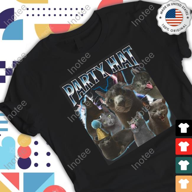 Reallylittlecat Store Party Hat Cat Shirt