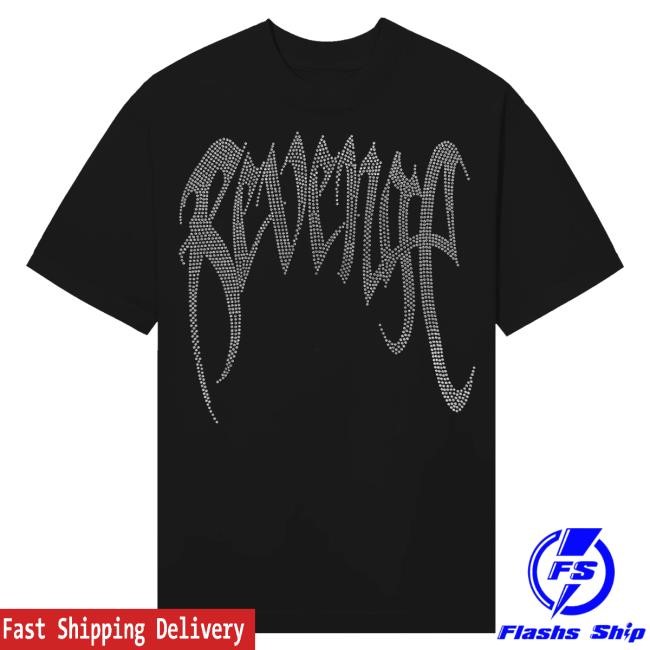 Official Revenge Merch Arch Logo Rhinestone Hoodie Sweatshirt Black