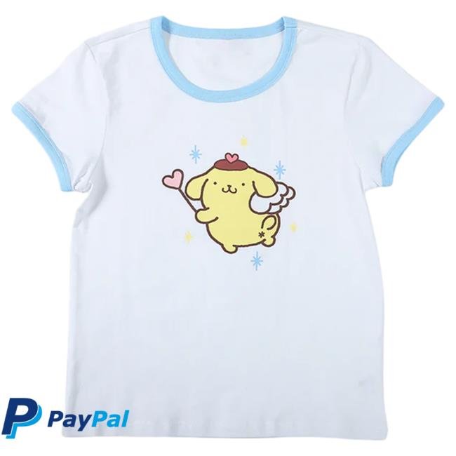 Official Sanrio Apparel Clothing Merch Store Shop Pompompurin X Dumbgood Crop Ringer Hot Shirt