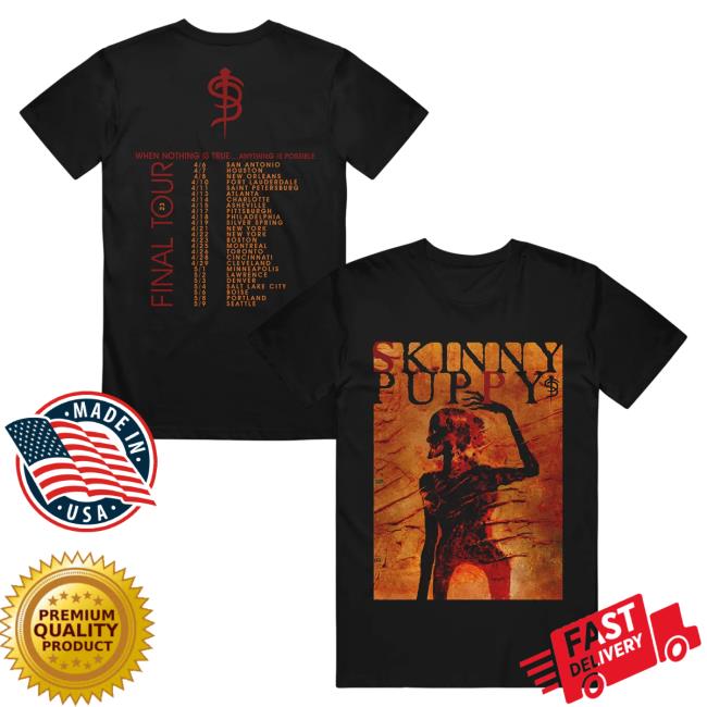 Official Skinny Puppy Merch Scorched Man Tour Black Tshirt