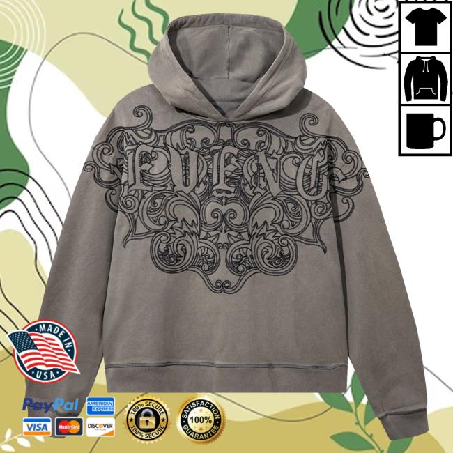 Official 999 Club Juice Wrld Merch Store Revenge Crest Pullover Sweatshirt Distressed Grey 999Club Clothing JuiceWrld