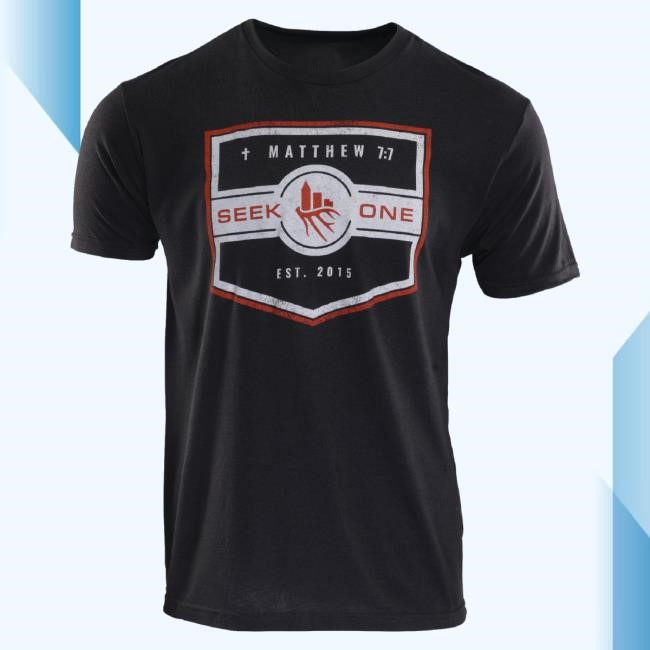 Official Seek One Merch Matthew 7:7 Badge Tee
