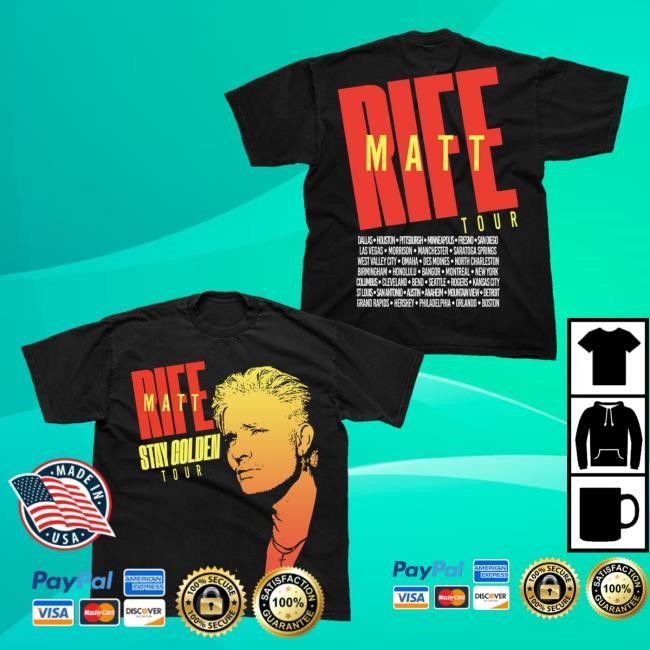 Matt Rife Official Merch Stay Golden Tour Black T-Shirt