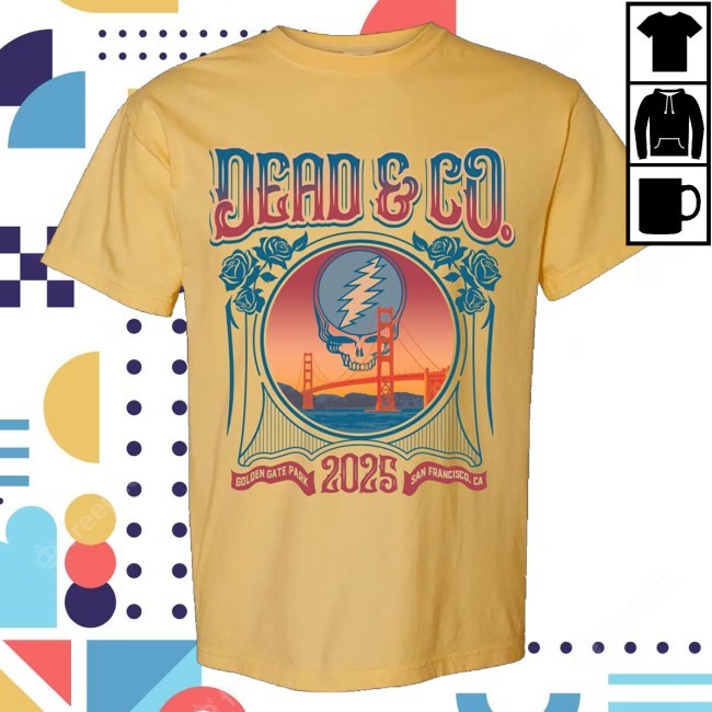 Trending Dead And Company Merch Dead & Company Golden Gate Park Mustard Zip Hoodie