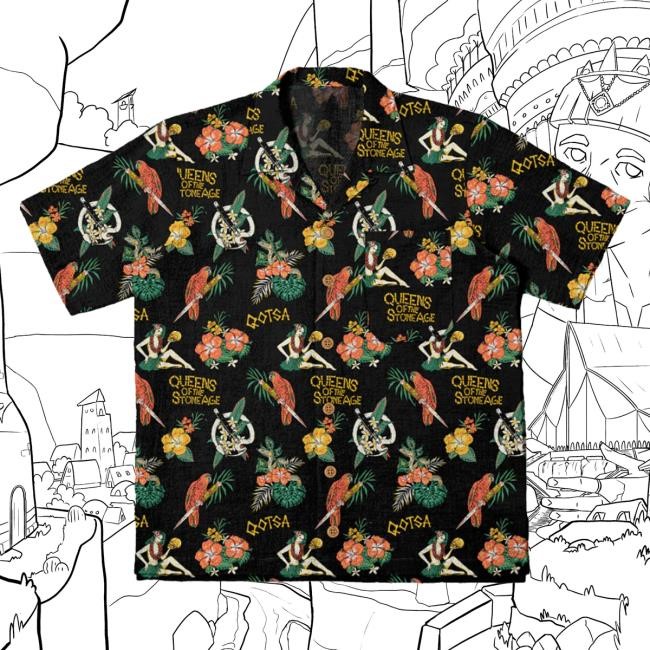 Queens Of The Stone Age Official Store Qotsa Tiki Button Up Unisex Sweatshirt