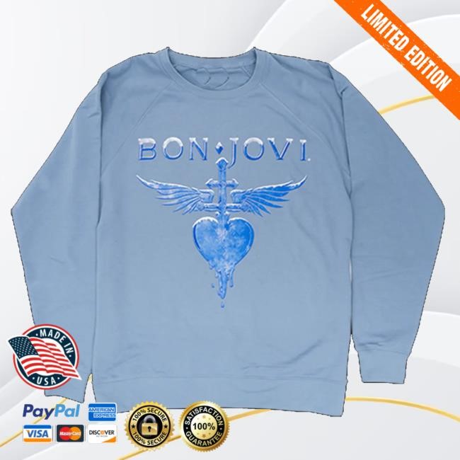 Bon Jovi Merch Store Heart & Dagger Blue Unisex Hooded Sweatshirt