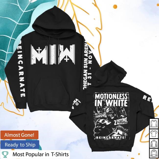 Original Motionless In White Store Merch 10 Years Of Terror Pullover Hoodie (Black) Tee