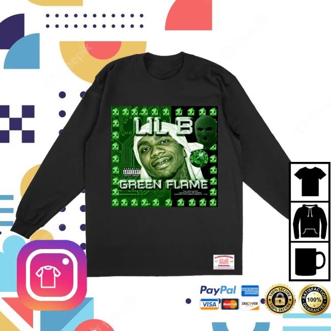 Basedworld Merch Store Lil B Green Flame Long Sleeve Crewneck Sweatshirt